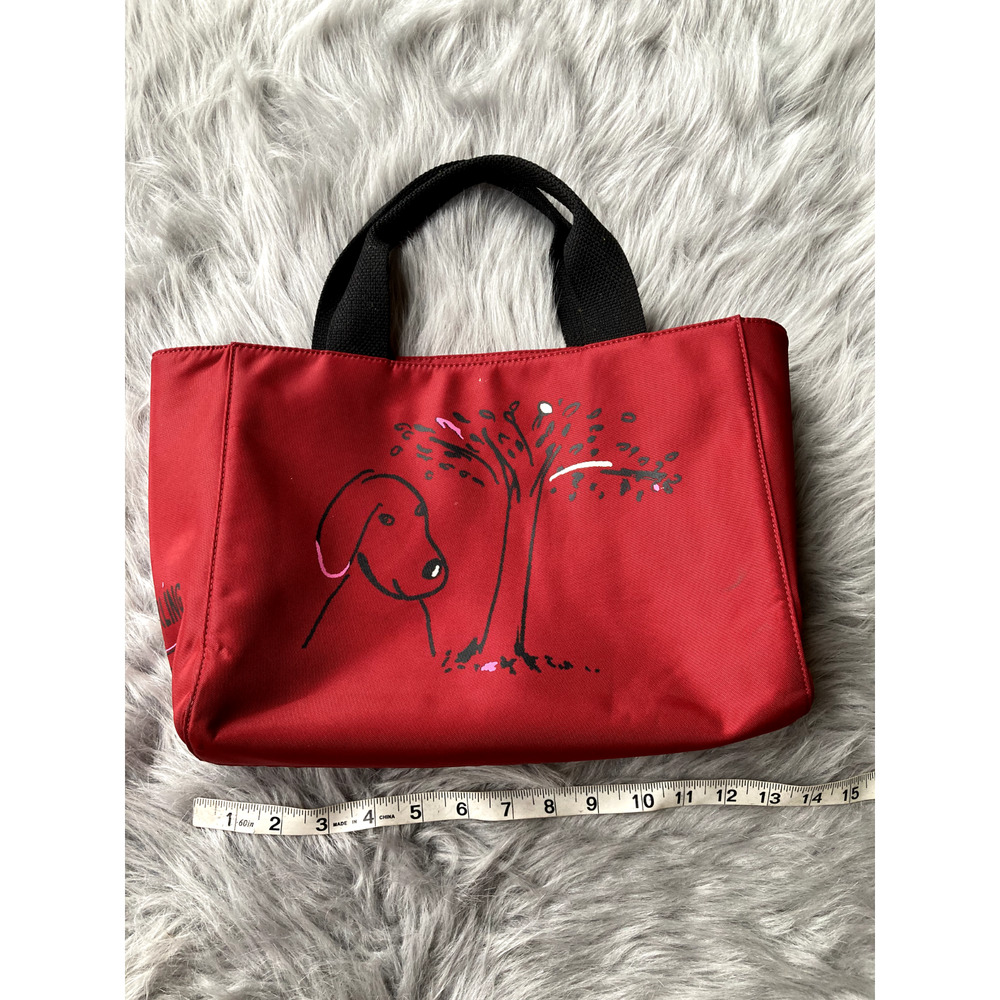 Kate Spade Maira Kalman Tote Handbag Red Darling Dog Canvas Zip Purse Medium - Picture 13 of 14